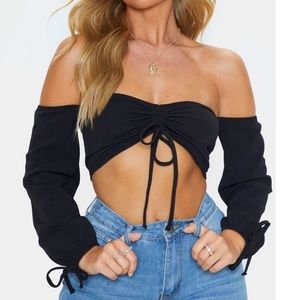 Prettylittlething long sleeve crop top